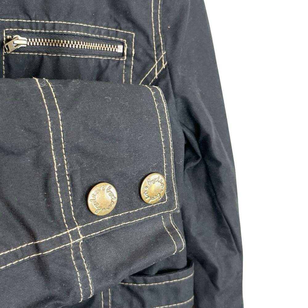 Boden Waxed Cotton Jacket Black Contrast Stitch Utility Pockets Size 10 - Picture 10 of 16